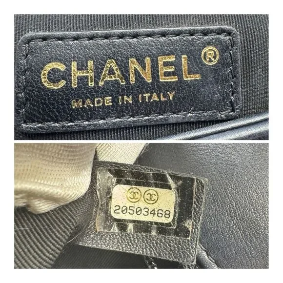 CHANEL Lambskin Quilted Medium Graphic Flap Navy Black - Picture 15 of 16